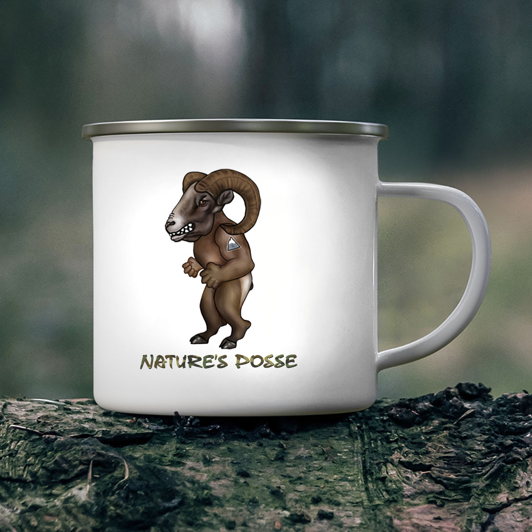 Baa Dass Big Horn Sheep Enamel Camp Mug
