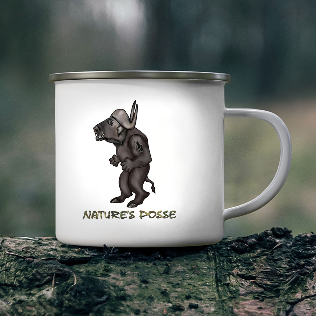 King Cape Buffalo Enamel Camp Mug