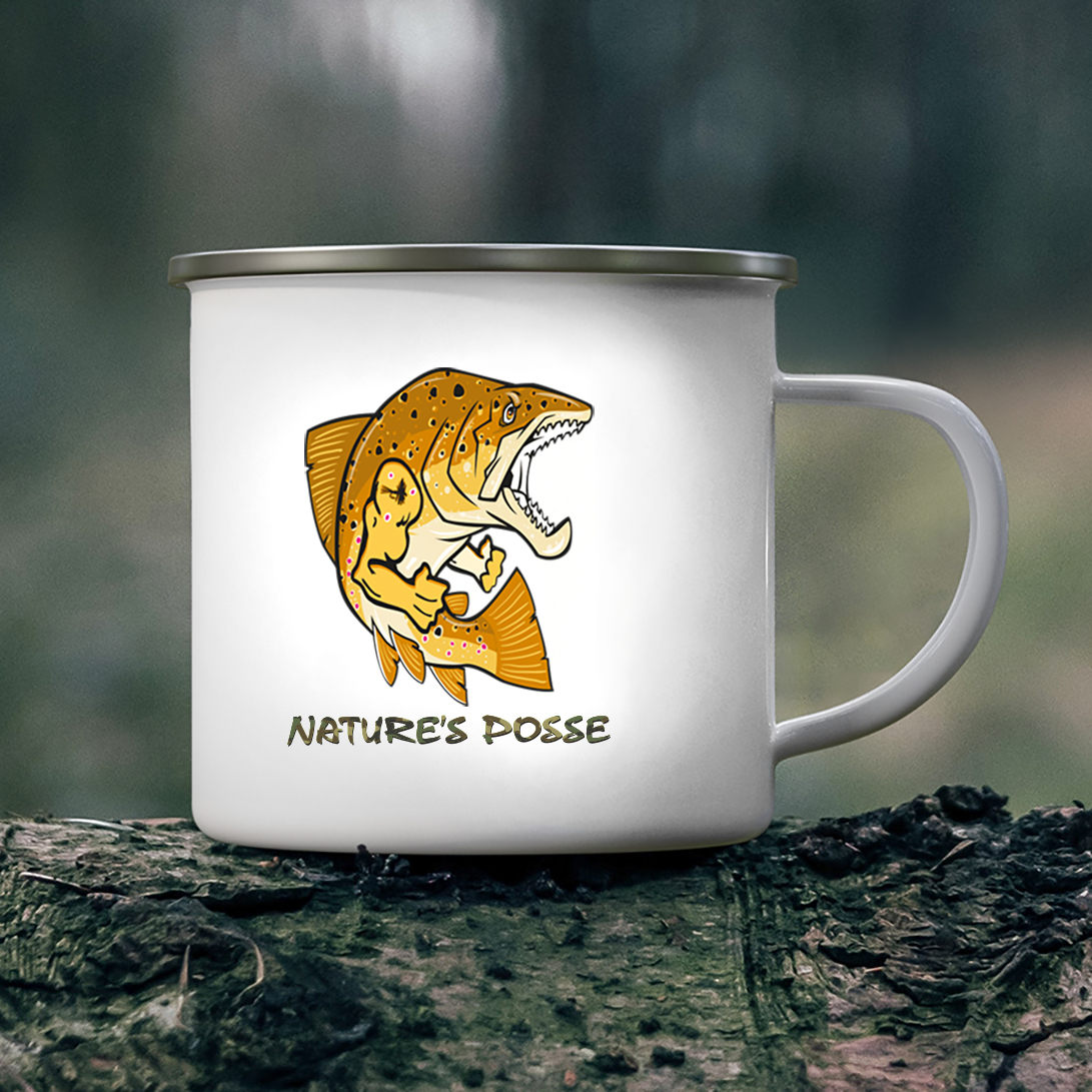 Badboy Brown Trout Enamel Camp Mug